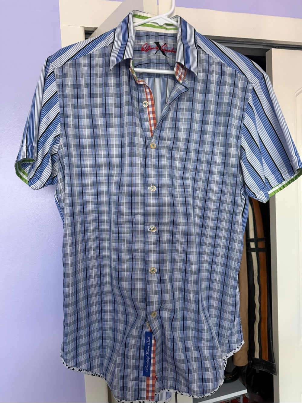 Robert Graham Blue Plaid Short-Sleeve Button-Down Shirt